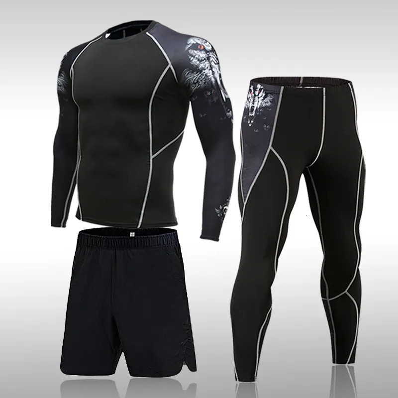 Outdoor T-Shirts Mann Kompression Sport Anzug Schnell Trocknend Schweiß Fitness Training MMA Kit Rashguard Männliche Sportswear Jogging Lauf Kleidung 230309