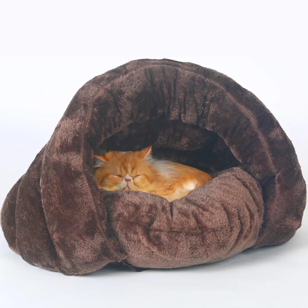 Cat Beds Furniture Pet bed for Cats Dogs Soft Nest Kennel Bed Cave House Sleeping Bag Mat Pad Tent s Winter Warm Cozy Accessories 230309