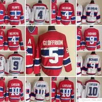 Movie CCM Vintage Ice Hockey 4 Jean Beliveau Jerseys 10 Guy Lafleur 9 Maurice  5 Bernie Geoffrion 1 Jacques Plante Men Embroidery Jersey Red White