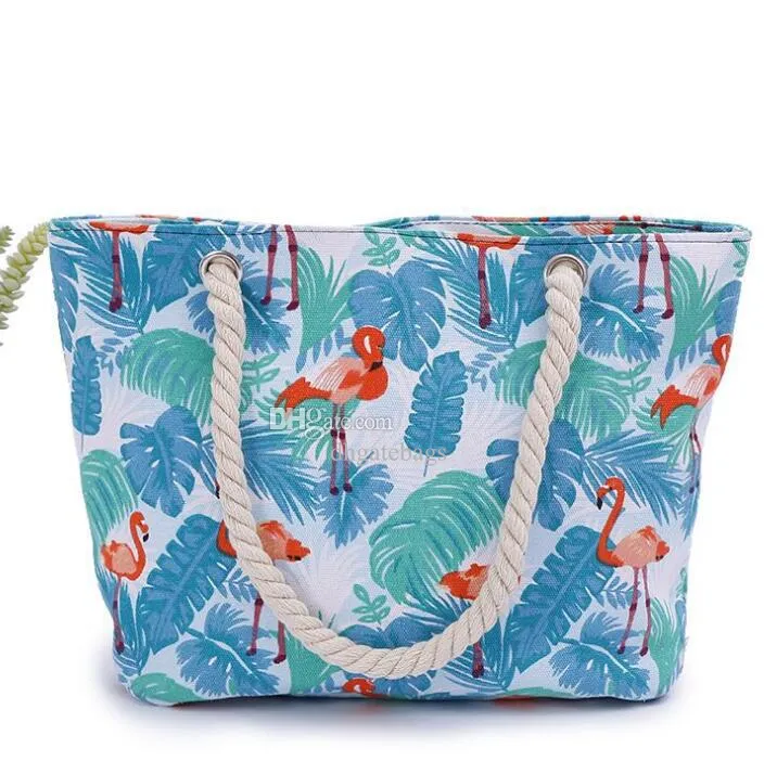 Flamingo Handtasche Canvas Strandtaschen Mode coole Frauen Mädchen Einkaufstasche Multifunktions Canvas Kosmetiktasche Cooton Make-up Taschen