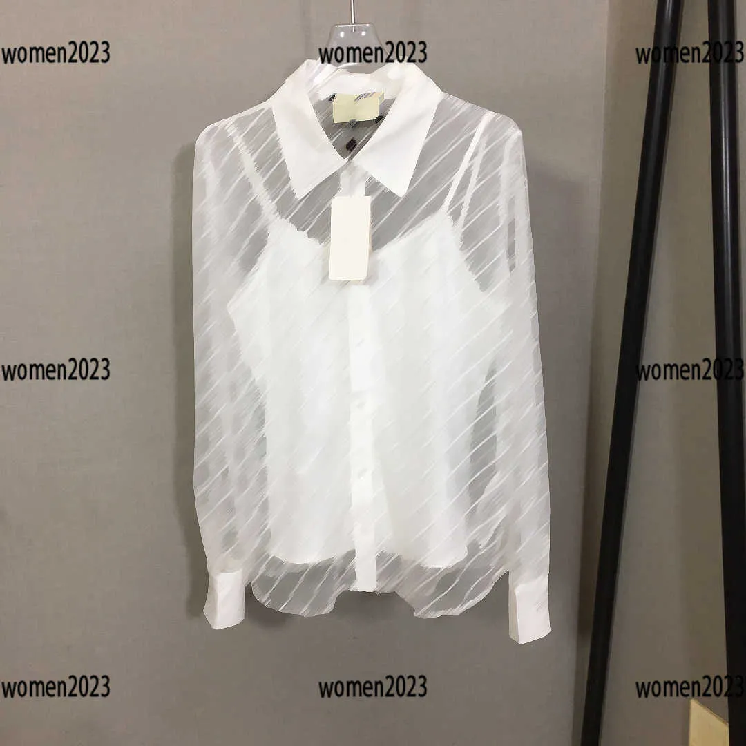 camisa feminina blusa feminina tamanho S-XL camisa transparente de malha de alta qualidade e forro suspensório Etiqueta de recém-chegados completa Mar01