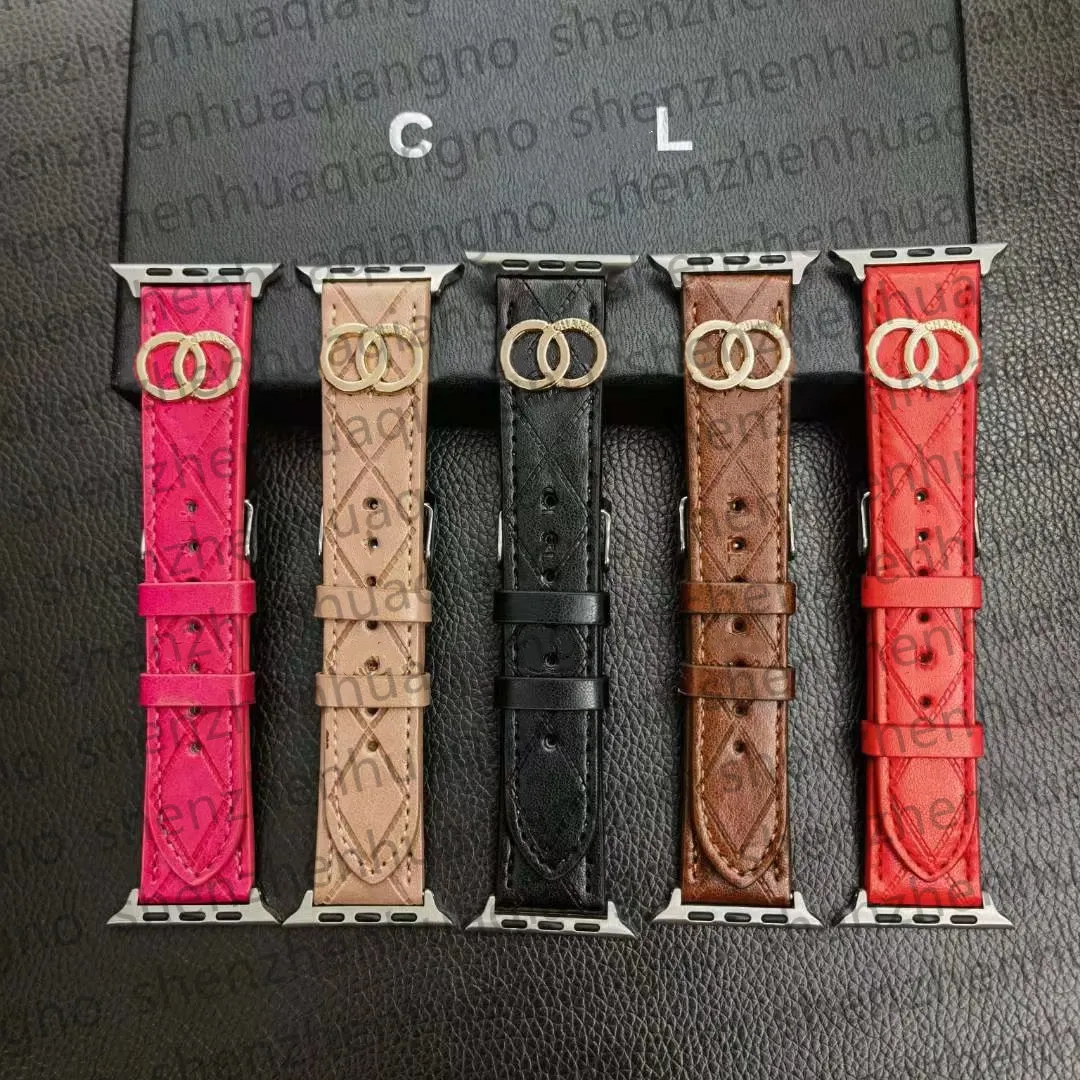 Cinturini intelligenti per cinturini per orologi di lusso per cinturini Apple Watch 8 7 5 6 9 3 4 Cinturino iwatch serie 38mm 40mm 42mm 44mm 45mm 49mm Cinturini per bracciale in metallo con goffratura in pelle PU