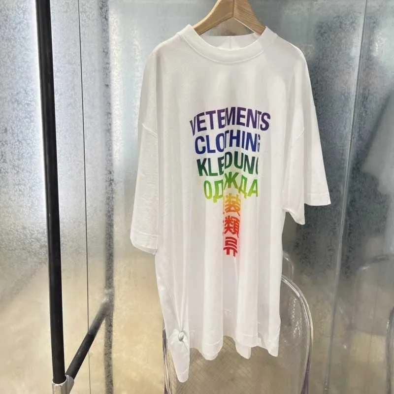 Dropshipping Vetements T-shirts Oversize Gekleurde Brief Afdrukken Korte Mouw Vtm Originele 1 Pakket T-shirt Mannen Vrouwen B8