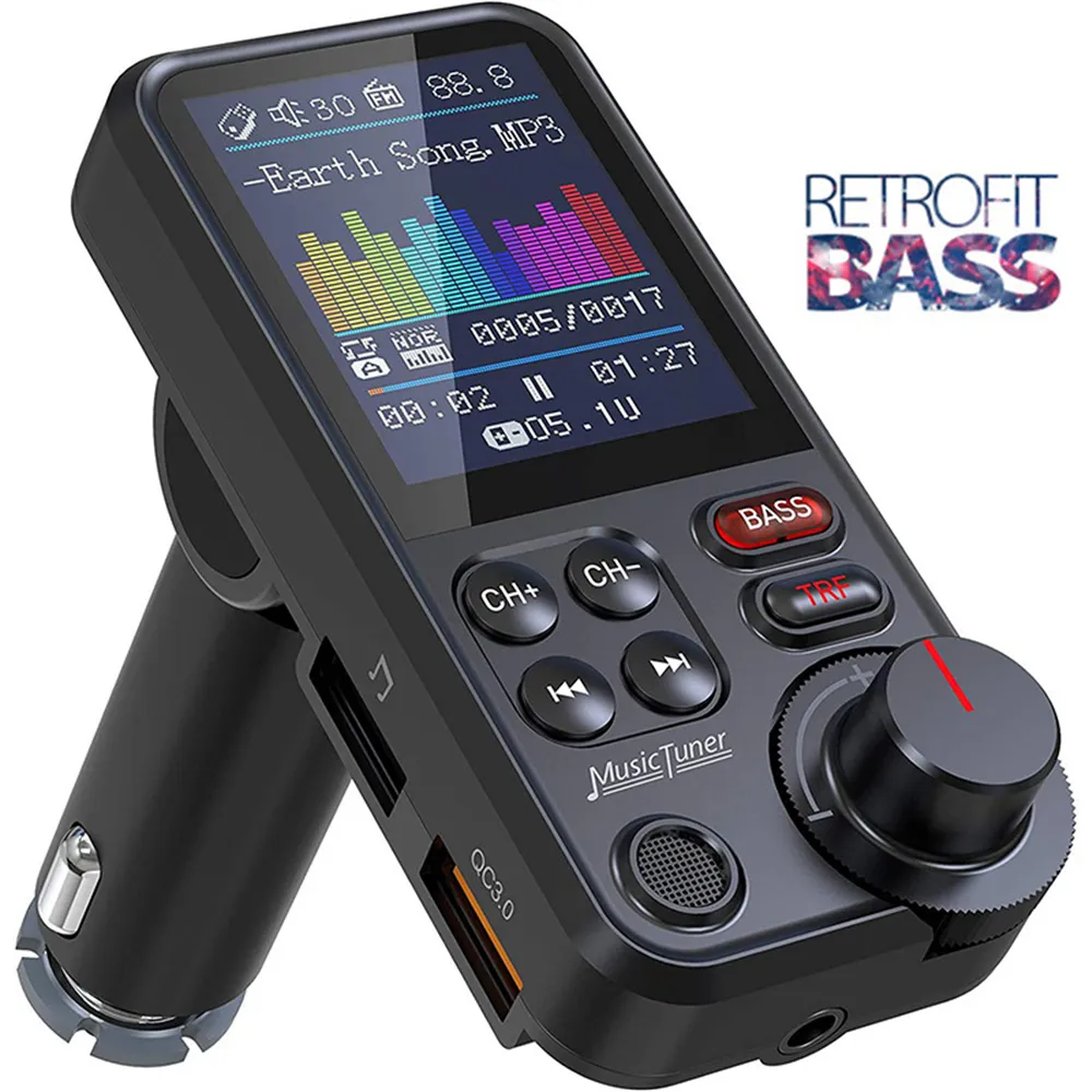 اللاسلكي بوتوث سيارات مجموعة FM محول راديو راديو الإرسال شحن Treble Bass Sound Player QC3.0 USB Quick Charge