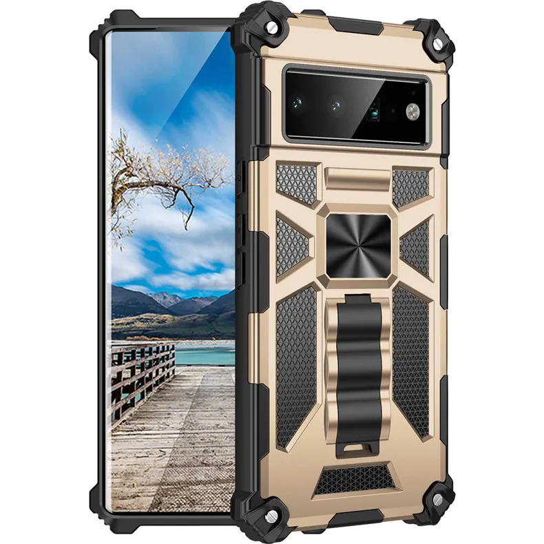 KCKStand -fall för Google Pixel 8 8A 7A 7 6 6A Pro Samsung Phone Stand Fundas CAPA SUCKSOFTIC CASE