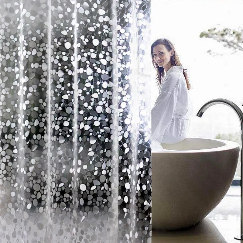 Cortina de ducha de baño transparente a prueba de agua, cortina de baño de  plástico 3D de PVC, pantalla de cortinas de ducha de baño