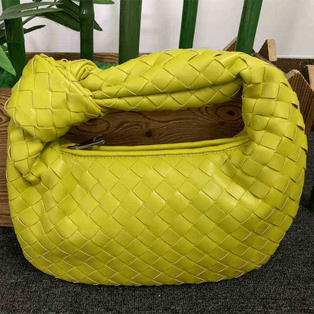Omuz çantaları yeni moda el yapımı dokuma yeşil yaz bayan crossbody hobo pu düğümlü tutamak rahat çanta 220223