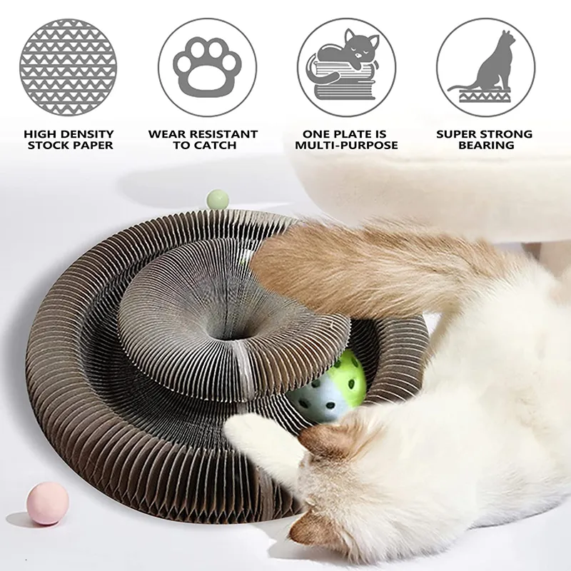 Cat Furniture Scratchers Magic Organ Scratch Board Pet Scratching Round Shape Folding Corrugated Litter Large Claw And Itching Tool Toy 230309