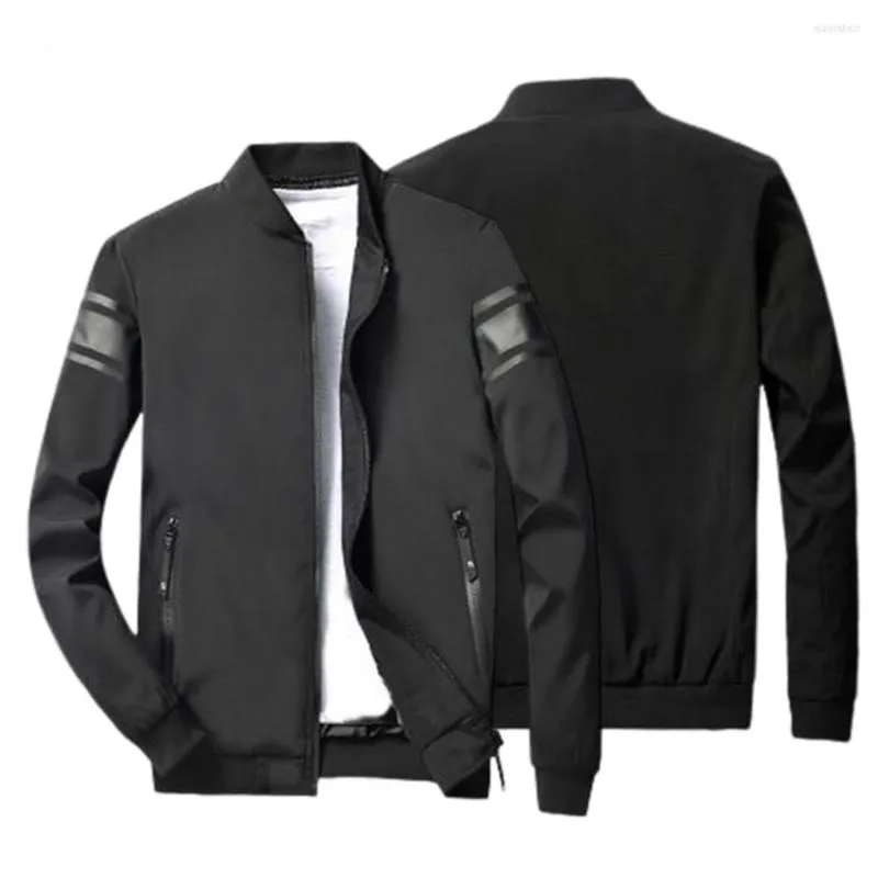 Jackets masculinos na moda moderna outono de estilo fino de cor sólida casaco de beisebol slim