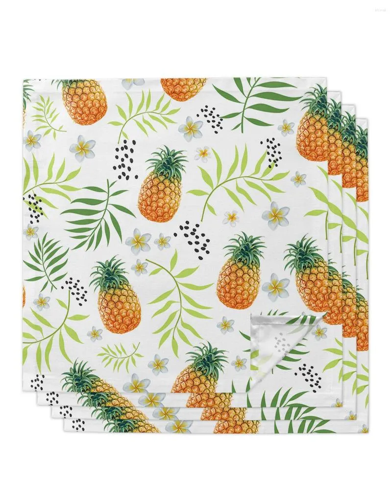 Table Napkin Fruit Pineapple Green Plant Plumeria 4/6/8pcs Kitchen 50x50cm Napkins Serving Dishes Home Textile Products