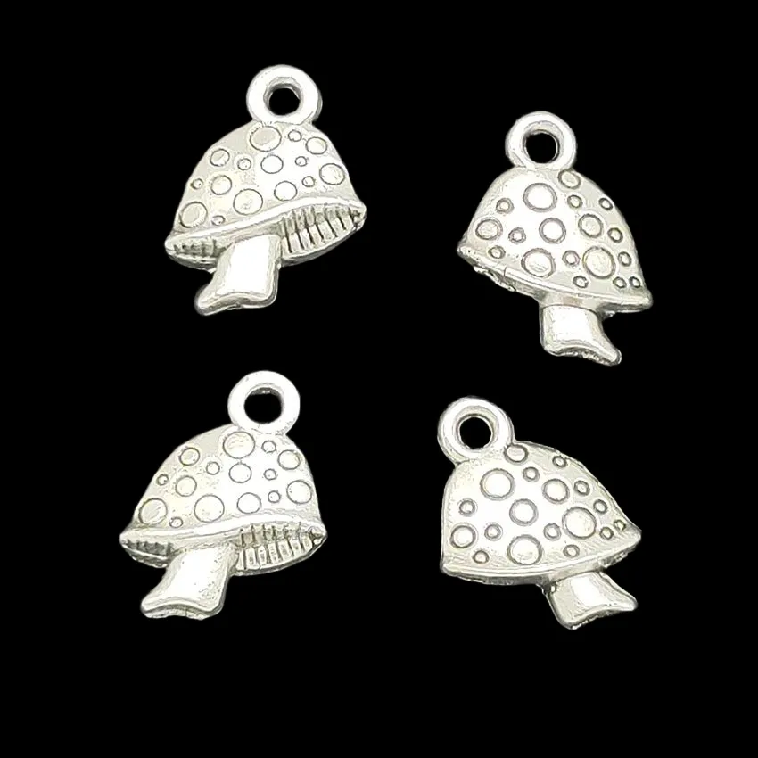 100pcs mushroom Pendants Charms For Jewelry Making Tibetan Silver Color Antique DIY Handmade Craft 17*12mm DH0611