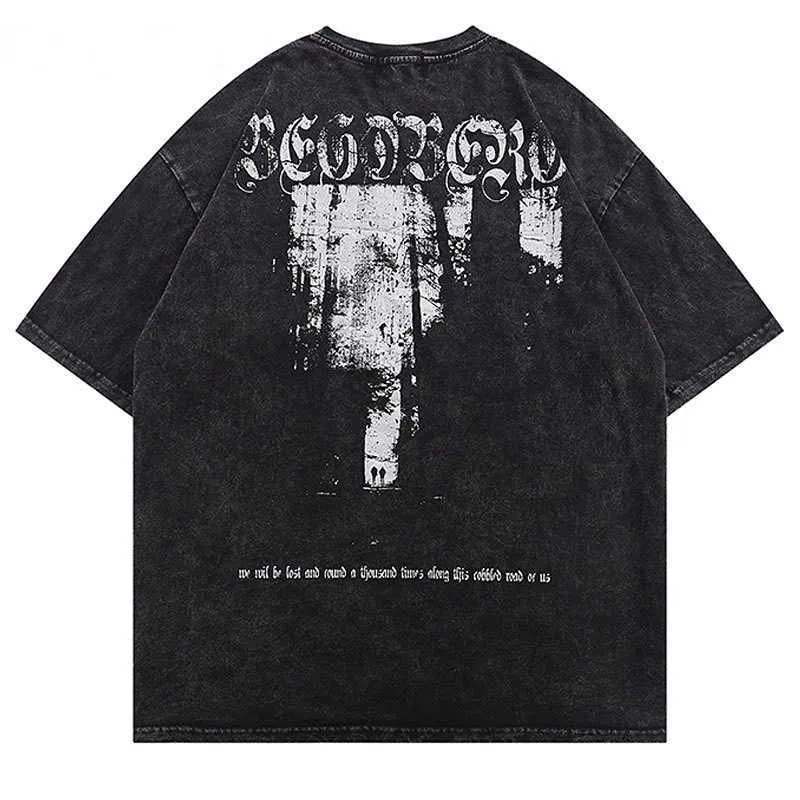 Men's T-Shirts Vintage Gothic Washed T Shirts Streetwear Grafik Druck Punk Oversized T-shirts Harajuku Mode Retro Lose Baumwolle Kurzarm Tees G230309