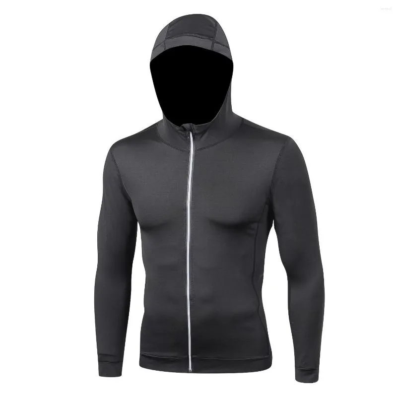 Men's Hoodies Men Sports Fitness Clothing Male Hooded Coat Sport Long Sleeve Cardigan Tights Training Shirt Breathable Hunting Clothes