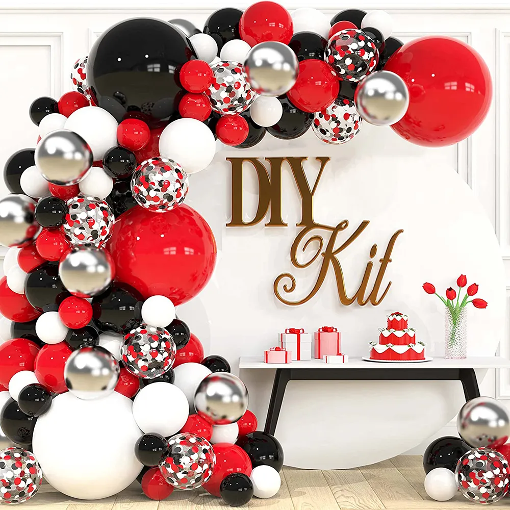 Andra evenemangsfestleveranser 1 Set Red Black Balloons Garland Arch Kit Baby Shower Birthday Decorations Red White Black Silver Balloon Graduation Party Decor 230309