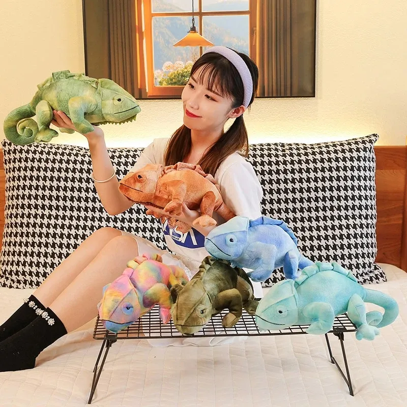 60CM Chameleon Stuffed Toy Animal Lizards Doll Crocodile Plush Toys for Boys Girls Creative Personality Simulation Gift LA548