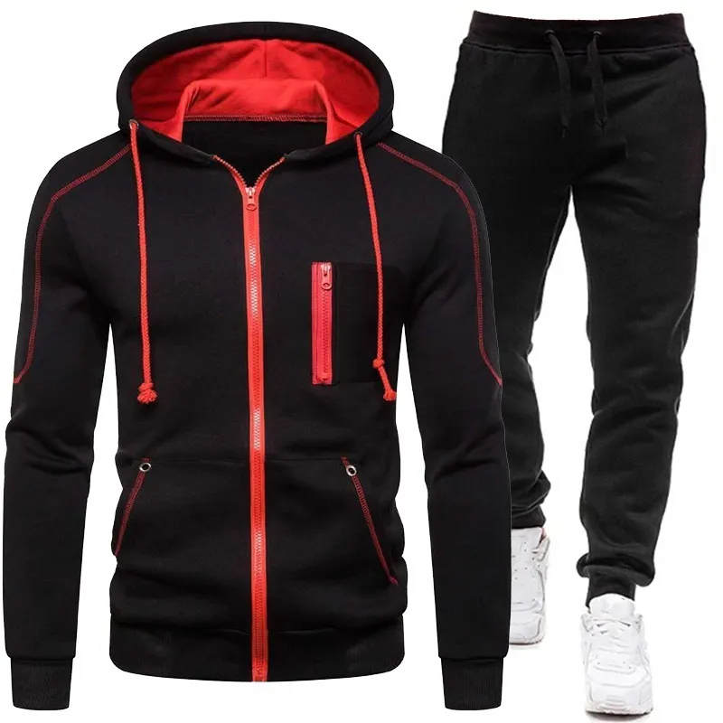 Herren-Trainingsanzüge, Herbst-Winter-Herren-Trainingsanzug, Herren-Reißverschluss, Hoodies, Jogginghose, 2-teiliges Set mit Kapuze, Freizeit-Sets, männliche Sportbekleidung, Jogginganzüge 230309