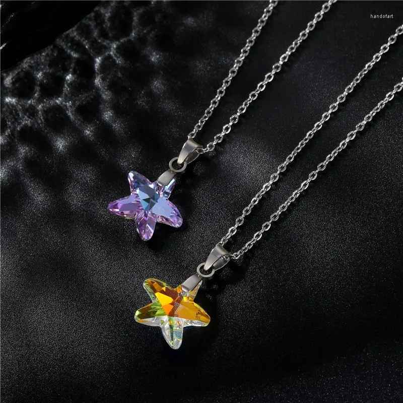 Pendant Necklaces 2023 Arrival Stainless Steel Crystal Star For Women Fashion Choker Necklace Jewelry Gift Christmas