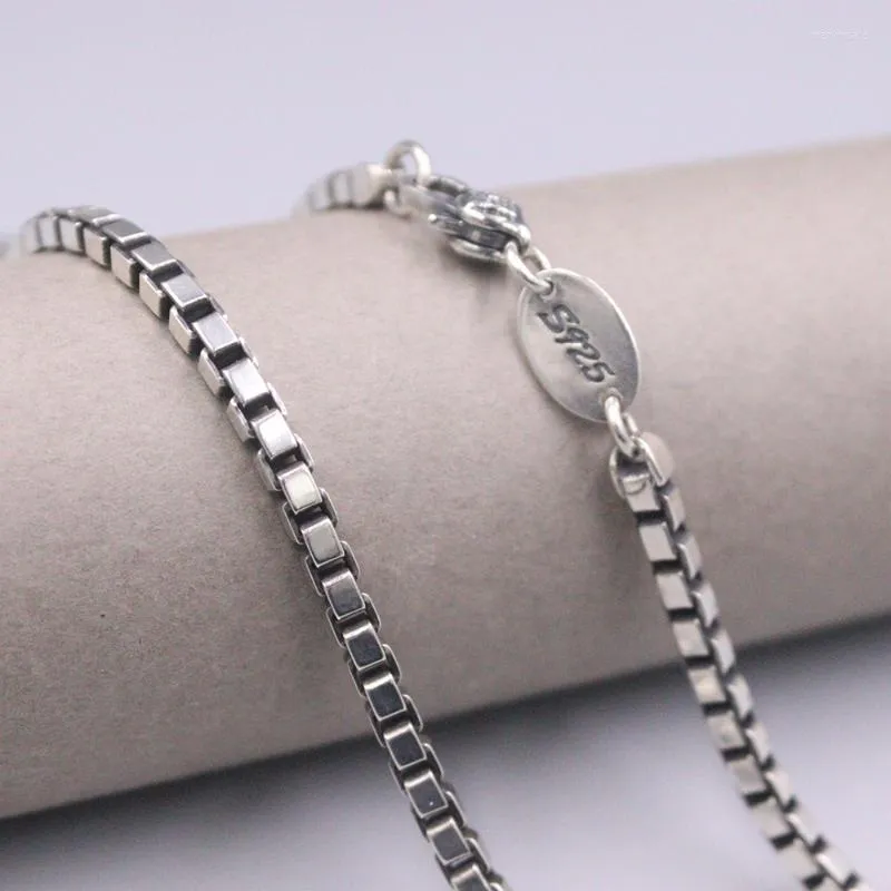Chains Real 925 Sterling Silver Necklace Classic 4mm Box Link Chain 22inch Stamped S925 Lobster ClaspChains
