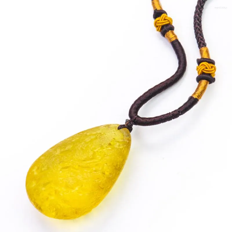 Pendanthalsband Fortune Citrine Gold Color Necklace Glass Crystal Quartz Water Drop Colored Glaze Healing Amulet Woman Jewelry