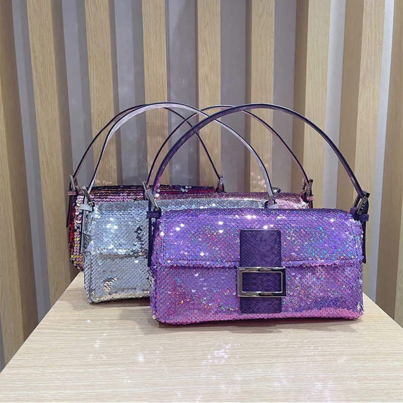 Pochette Da Sera Donna Con Paillettes Lucide - Elegante Borsa A Busta Con Catena, Per Matrimoni E Feste