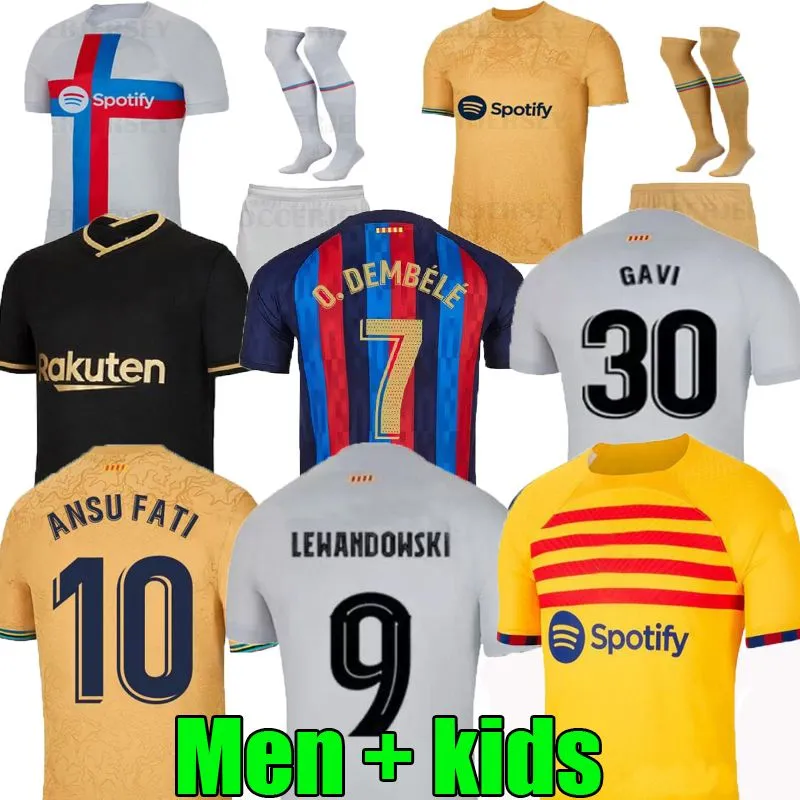 S-4XL 22 23 바르셀로나 네 번째 멀리 Camisetas De Football Soccer Jersey Lewandowski 세 번째 노란색 Ansu Fati Memphis Pedri Adama Ferran 2022 202