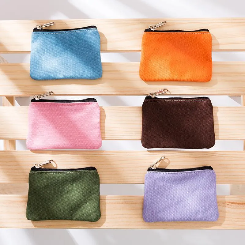 Colorful Pure Cotton Canvas Zipper Bag Cotton Canvas Coin Purse Cotton Cosmetic Bags Makeup Bags Key Storage Bag LX3312