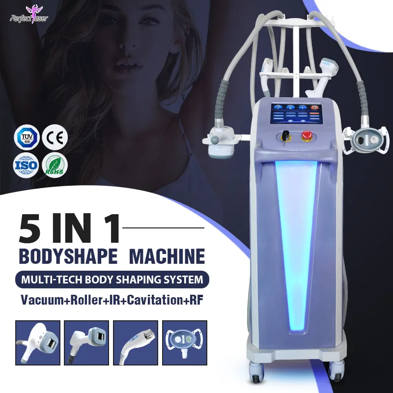 Effective roller massaging cavitation sliming machine stretch marks removal submental shaping 4 handles 1-10M hz rf frequency