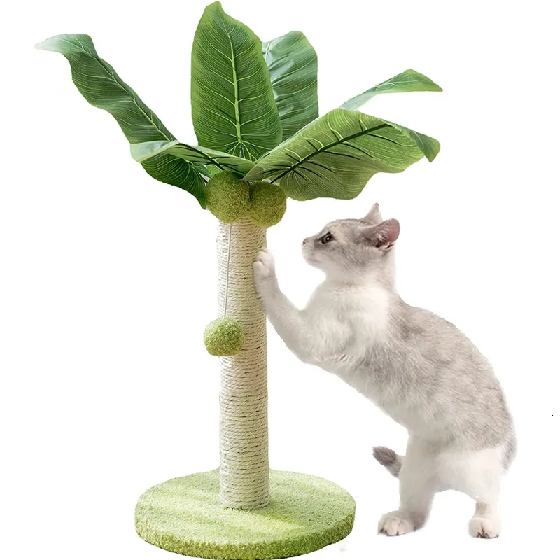 Chat meubles griffoirs griffoir pour chaton mignon feuilles vertes poteaux avec corde de sisal intérieur s arbre produits pour animaux de compagnie 230309