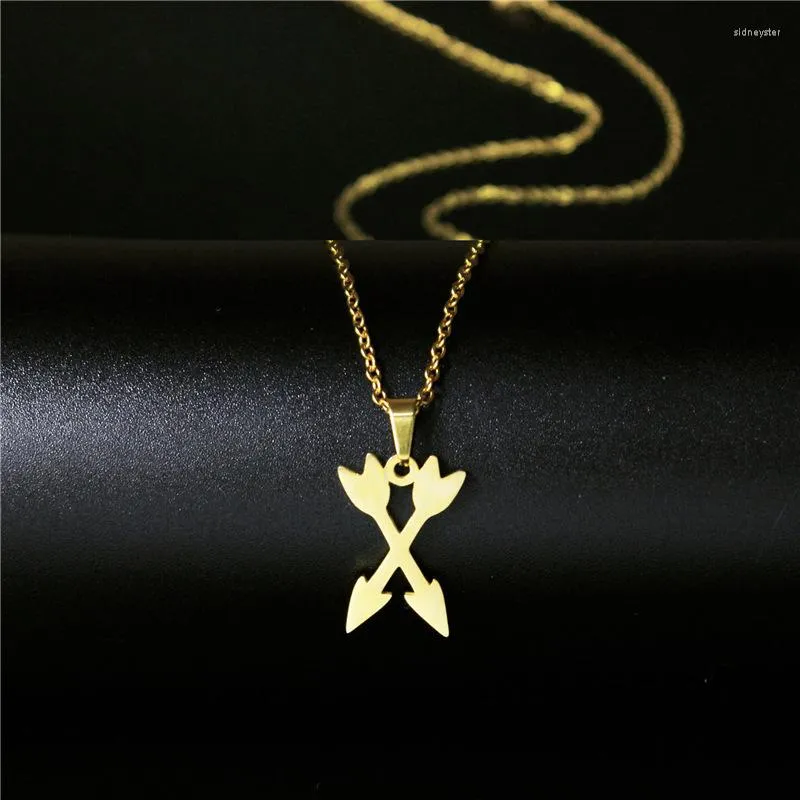 Chains Fashion European And American Style Necklace Stainless Steel Arrow Cross Double Love