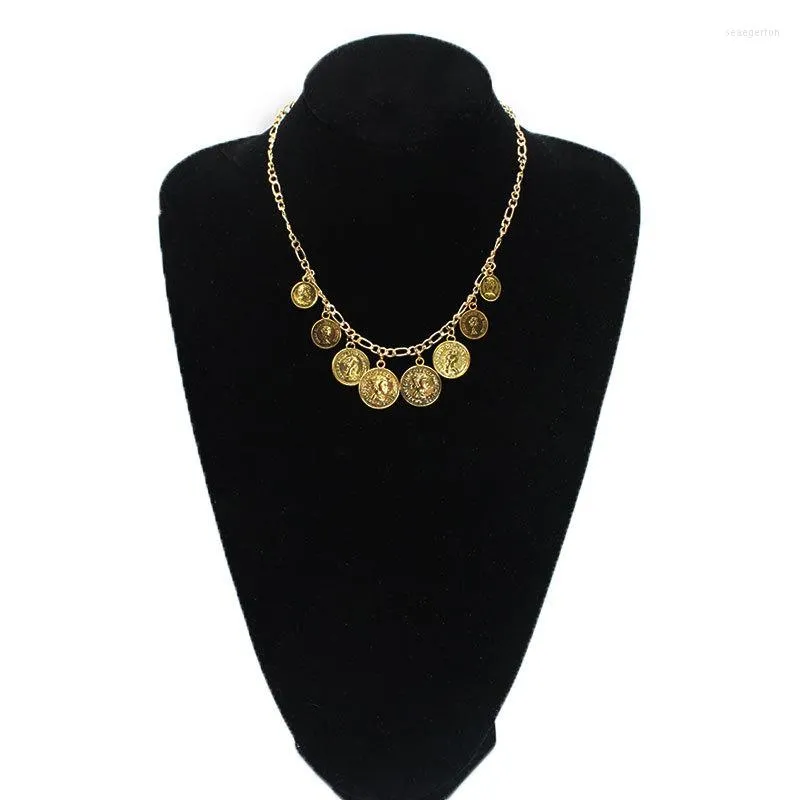 Chaînes SY Mode Elizabeth Mesdames Alliage Tag Collier Femme Tête Coin Longue Chaîne De Chandail