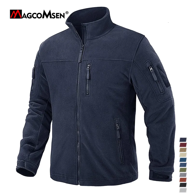 Herenjacks magcomsen heren fleece tactische jas winterstand kraag multi -zakken militaire veldjassen bovenkleding buiten werk warme jas 230309