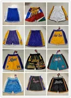 ''Lakers''Shorts men Throwback Basketball Shorts pocket Basketball Jerseys 8 24 Bryant LeBron 6 James Anthony 3 Davis