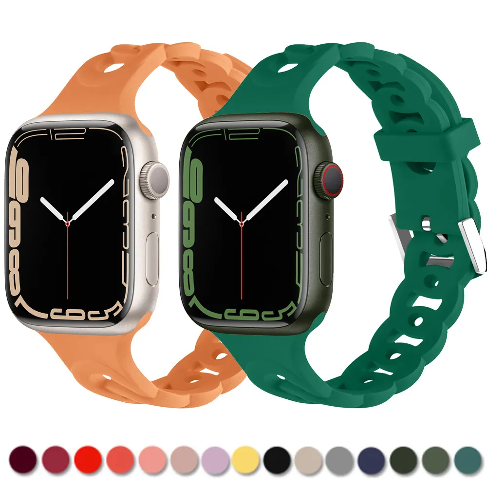 Ремни полоса o o o o Цепное силиконовое кольцо -воздушное кольцо, атаковые роскошные полосы для Apple Watch 38/40/41 мм 42/44/45/мм ремня для Iwatch Series 2 3 4 5 6 7 8 Se ultra