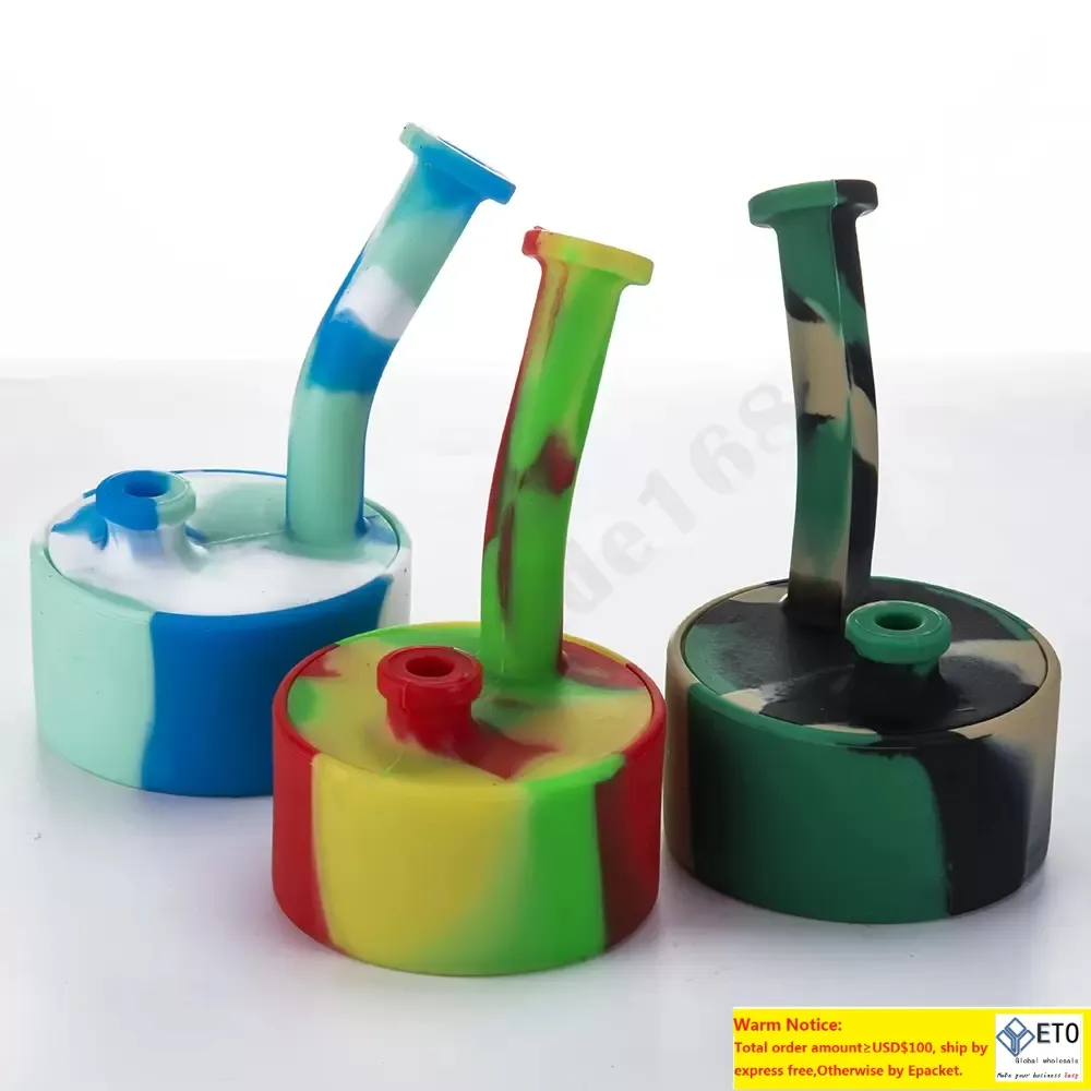 Bong in silicone a tamburo piegato con ciotola di vetro gratuita Narghilè in silicone Colori per tubi dell'acqua Filtro Dab Oil Rig Bubbler Bong infrangibili