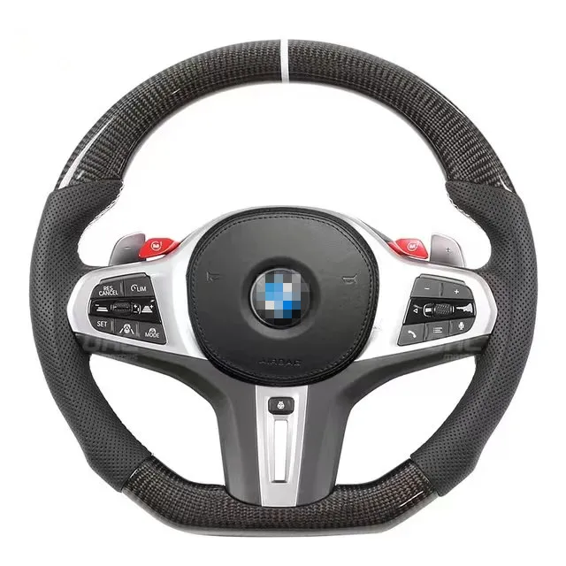 Volant en Fiber de carbone véritable, pour BMW série 1 3 5 7 8 X3 X5 G15 G38 F40 G20 G30 G01 G11 G05, Performance LED