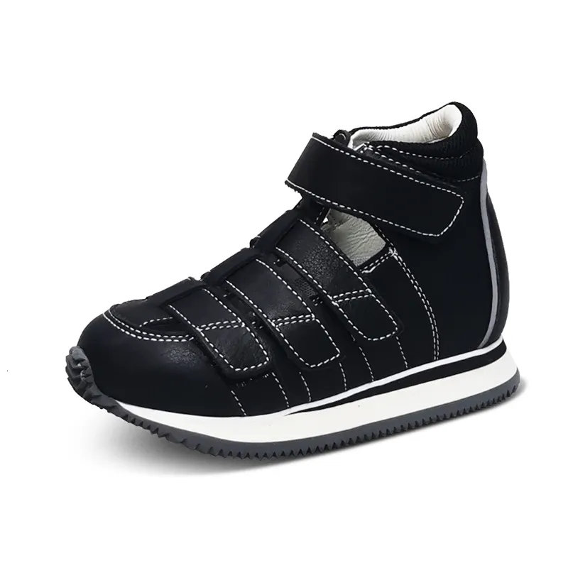 Sneakers Ortoluckland Children Shoes Summer Girls BoysSandals Toddler Kids Black Orthopedic Genuine Leather Footwear With Arch Insole 230309