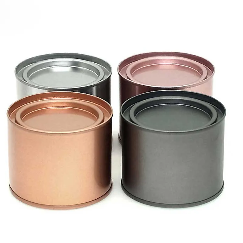 Aluminiumte kan TINS ​​POT JAR Comestic Containers Portable Seal Metal Burs Tinplate Round Stretch Candle Can