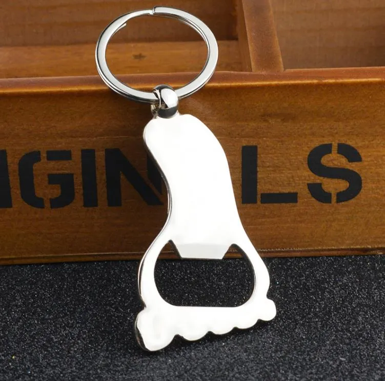 Alloy Bigfoot Bottle Openers Key Chain Little Feet Keychains Bag Pendant Wedding Favors Baby Shower Party Gift Key Ring SN5170