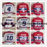 Men Vintage Classic Hockey Jerseys 10 Guy Lafleur 4 Jean Beliveau 9 Maurice  29 Ken Dryden 33 PATRICK ROY Retro CCM Uniforms