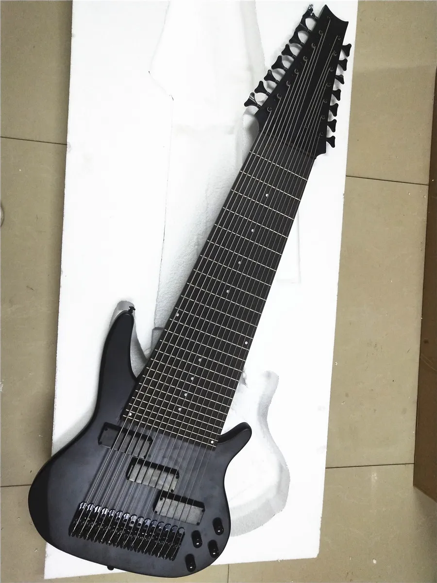 Custom Shop Basso elettrico nero opaco a 15 corde 24 tasti Hardware importato