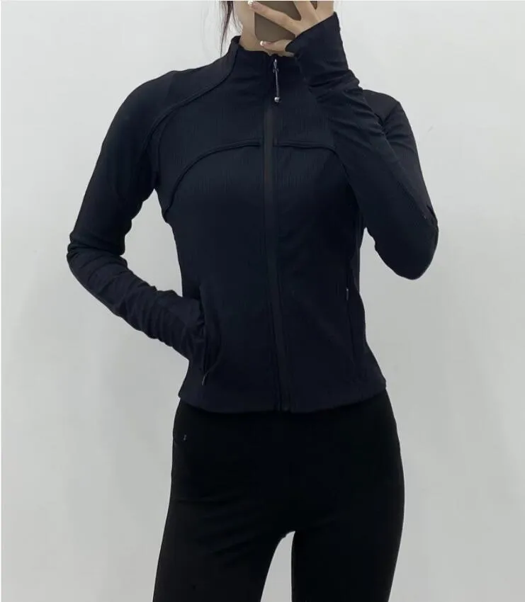 Lu-61 Yoga Define Jacket da donna Crop Scuba Felpe con cappuccio Collo a imbuto Top Sport Tempo libero Giacca con zip intera Abbigliamento da palestra Casual Running2621