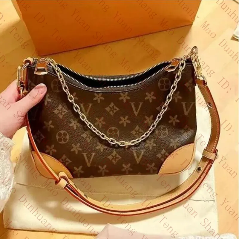 Diseñadores para mujer Bolsa Boulogne Croissant Bolsa Cadena Crossbody Bolso de mujer Monedero 5A Top Calidad Flor marrón Cuero Mensajero Cuerpo cruzado Un bolso de hombro