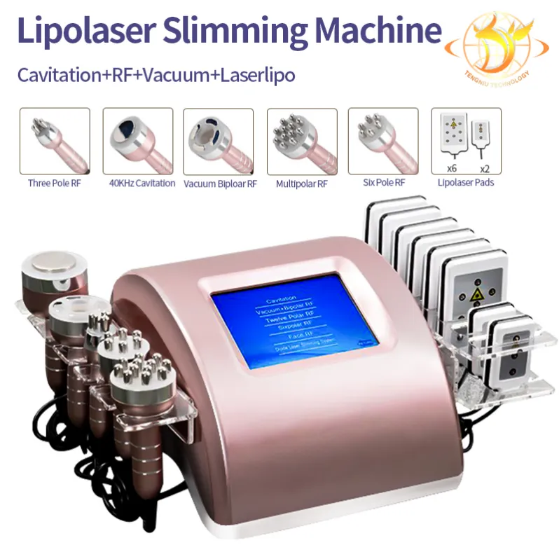6In1 multifonctionnel ultrasons cavitation graisse minceur machine Lipo laser perte poids RF peau resserrement équipement de beauté sous vide 5 têtes334