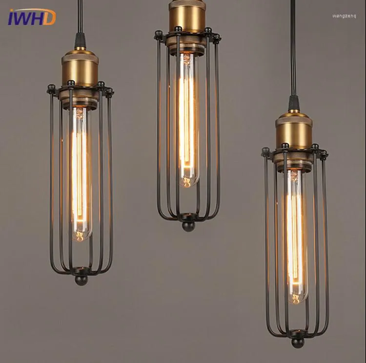 Hängslampor iwhd retro industriell lampa för sovrum vintage lampor e27 glödlampor edison hängande hem belysning lamparas