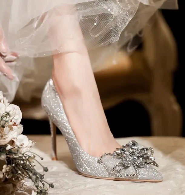 Designer silver shoes for wedding sale