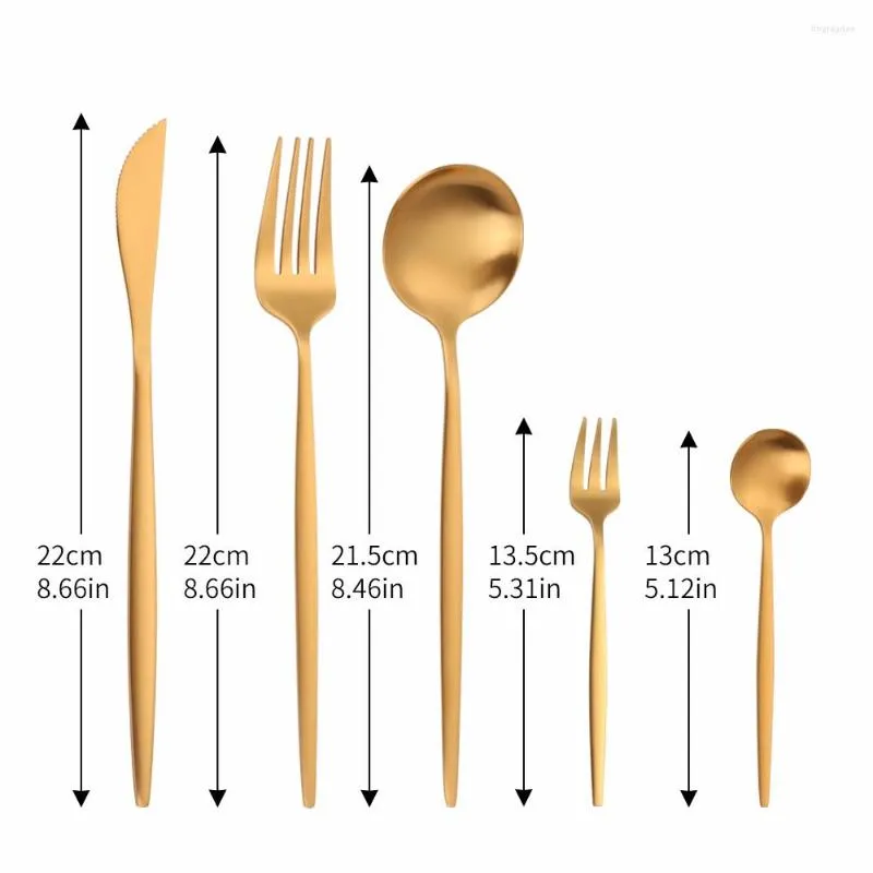 Dinnerware Sets 5Pcs Matte Gold Stainless Steel Cutlery Set Thin Tableware Dinner Flatware Party Kitchen Forks Knives Spoons