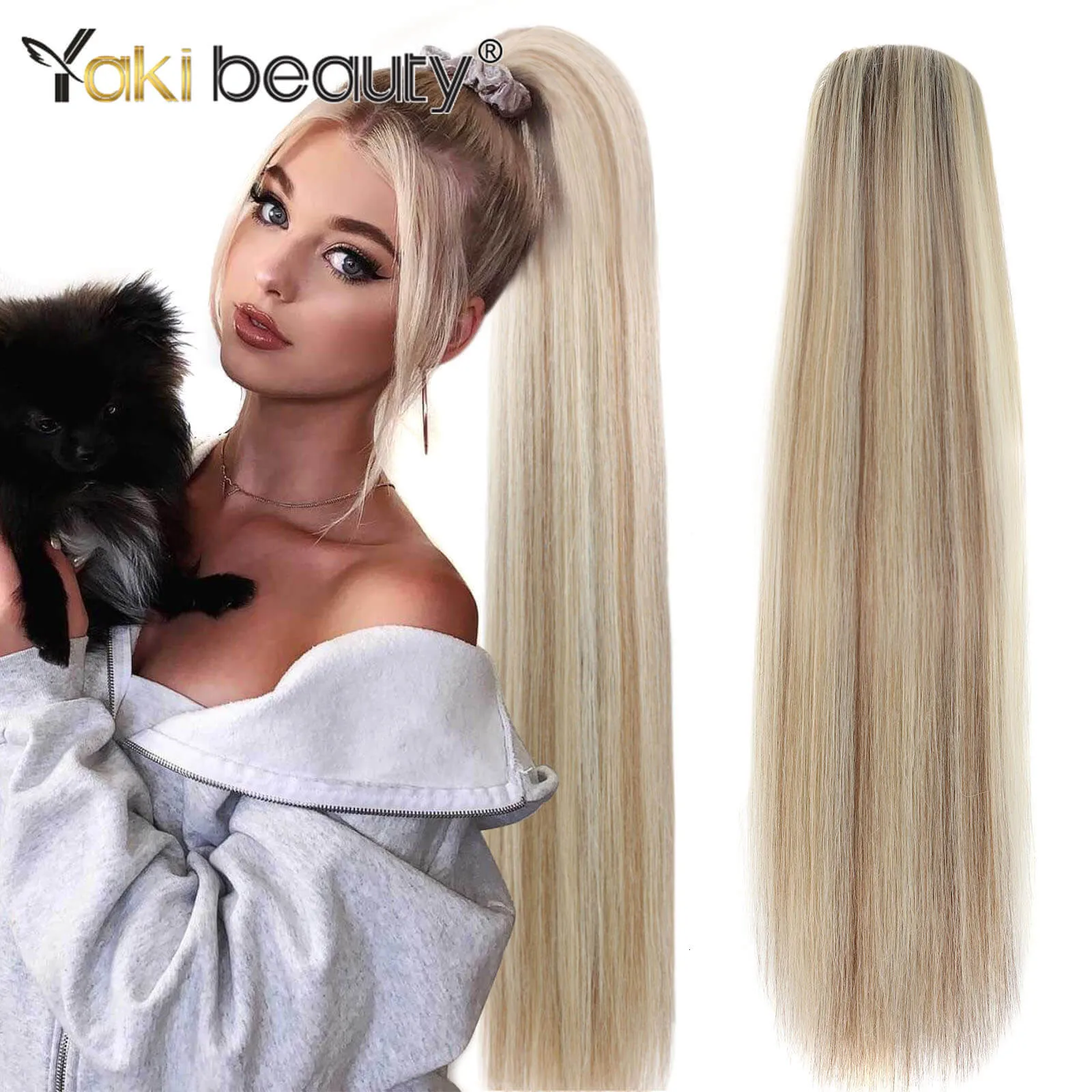 Ponytails Long Straight Ponytail Synthetic Drawstring Ponytail 243032inch Organic Fiber Clip in Hair Extensions for Women By YAKI BEAUTY 230310