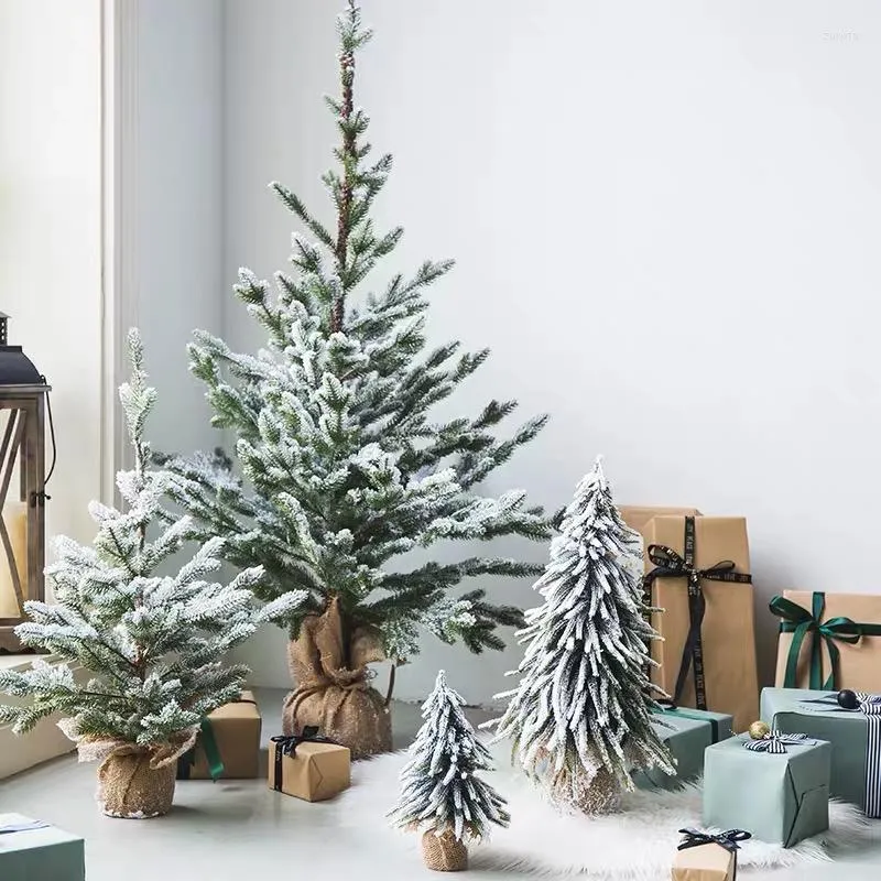 Arbre de Noël artificiel de fleurs décoratives avec de la neige pour la décoration de fête à la maison petites vacances debout de Piood