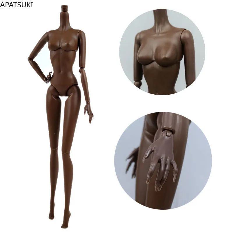 Doll Accessories Dark Chocolate 1/6 11 Jointed DIY Movable Nude Naked Doll Body For 11.5" Doll DIY Body Dolls Accessories High Quality Toys 230309