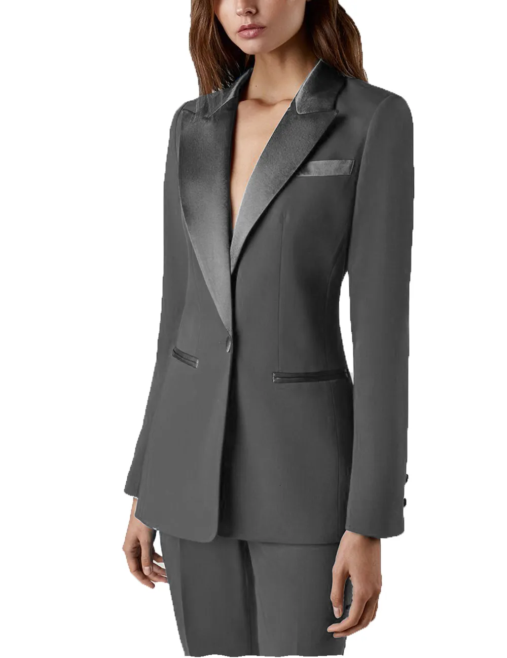 Costumes pour femmes Blazers 2 pièces tenues pour femmes Blazer avec pantalon mariage Tuxedos fête bureau travail coupe ajustée costume d'affaires 230310